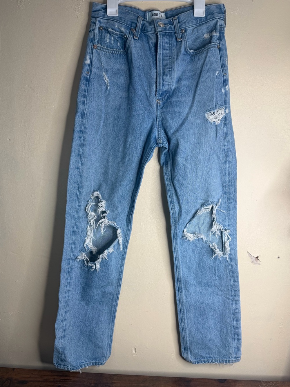 Agolde 90s mid rise loose fit jeans distressed size 24